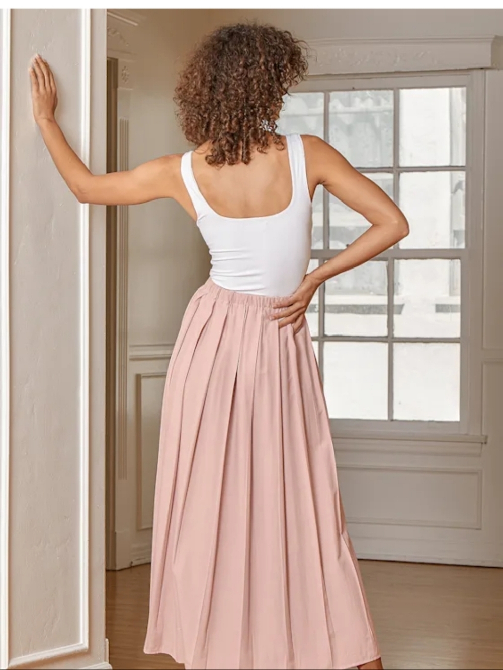 Lulus Light Pink Pleated Maxi Skirt With Slit Size Large - Picture 2 of 11